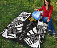 Tuvalu Premium Quilt - Tuvalu Coat Of Arms Polynesian White Tattoo - Polynesian Pride
