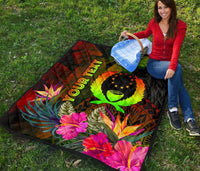 Pohnpei Polynesian Personalised Premium Quilt - Hibiscus and Banana Leaves - Polynesian Pride