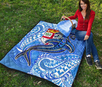 Fiji Premium Quilt - Blue Shark Polynesian Tattoo - Polynesian Pride