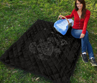 Hawaii Turtle Hibicus Map Premium Quilt - Grey - Polynesian Pride