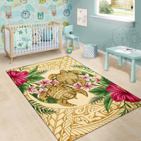 hawaii Rug - Turtle Strong Pattern Hibiscus Plumeria AH - Polynesian Pride