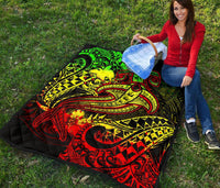 Papua New Guinea Premium Quilt - Reggae Shark Polynesian Tattoo - Polynesian Pride