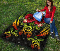 Hawaii Turtle Tropical Polynesian Premium Quilt - Iris Style - AH - Polynesian Pride