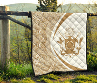 Cook Islands Coat Of Arms Polynesian Premium Quilt - Circle Style - 03 - Polynesian Pride