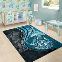 Fish Hook Area Rug Manta Polynesian Light Turquoise - Polynesian Pride
