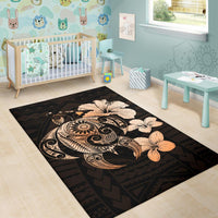 Hibiscus Plumeria Mix Polynesian Turtle Area Rug AH - Polynesian Pride