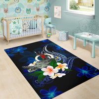 Vanuatu Polynesian Area Rug - Turtle With Plumeria Flowers - Polynesian Pride