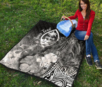 Guam Custom Personalised Premium Quilt - Humpback Whale with Tropical Flowers (White) - Polynesian Pride