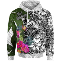 New Caledonia Hoodie White Turtle Plumeria Banana Leaf Unisex White - Polynesian Pride