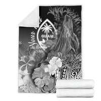 Guam Custom Personalised Premium Blanket - Humpback Whale with Tropical Flowers (White) - Polynesian Pride