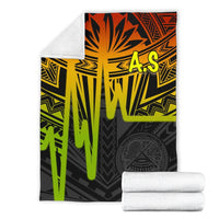 American Samoa Premium Blankets - Seal With Polynesian Pattern Heartbeat Style (Reggae) - Polynesian Pride