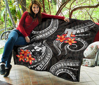 Tonga Polynesian Premium Quilt - White Plumeria - Polynesian Pride