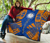 Marshall Islands Premium Quilt - Marshall Islands Seal Polynesian Orange Tattoo - Polynesian Pride
