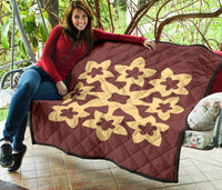 Hawaiian Premium Quilt Royal Pattern - Coral - A1 Style - Polynesian Pride