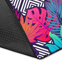 Tropical Exotic Leaves And Flowers On Geometrical Ornament. Rug - Polynesian Pride