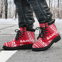 Samoa Leather Boots - Polynesian Flag Chief Version - Polynesian Pride