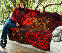Pohnpei Premium Quilt - Red Shark Polynesian Tattoo - Polynesian Pride