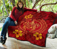 Hawaii Turtle Polynesian Premium Quilt - Oil Style - Polynesian Pride