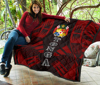 Tonga Premium Quilt - Tonga Coat Of Arms Polynesian Red Tattoo - Polynesian Pride