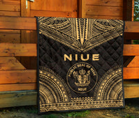 Niue Premium Quilt - Niue Seal Polynesian Chief Gold Version - Polynesian Pride