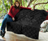Hawaii Turtle Hibicus Map Premium Quilt - Grey - Polynesian Pride