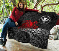 Hawaii Polynesian Premium Quilt - Kanaka Maoli & Red Turtle - Polynesian Pride