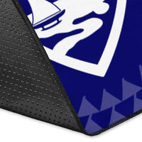 Guam Personalised Area Rug - Guam Seal With Polynesian Tattoo Style (Blue) - Polynesian Pride