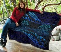 Aotearoa Premium Quilt Blue Maori Manaia With Silver Fern - Polynesian Pride