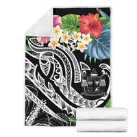 Fiji Polynesian Premium Blanket - Summer Plumeria (Black) - Polynesian Pride