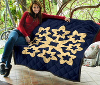 Hawaiian Premium Quilt Royal Pattern - Indigo - A1 Style - Polynesian Pride