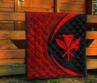 Hawaii Kanaka Polynesian Black And Red Premium Quilt - Circle Style - Polynesian Pride
