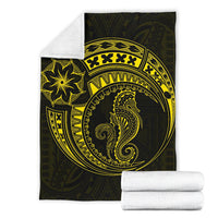 Seahorse Polynesian Blanket - Polynesian Tattoo Yellow - Polynesian Pride