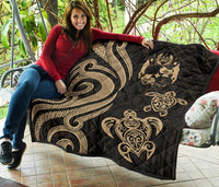 Tonga Polynesian Premium Quilt - Gold Tentacle Turtle - Polynesian Pride