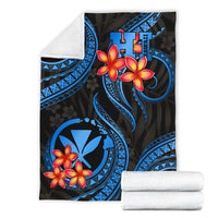 Polynesian Hawaii Premium Blanket - Blue Plumeria - Polynesian Pride