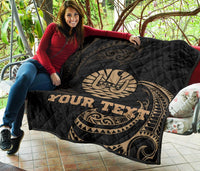 Tahiti Polynesian Custom Personalised Premium Quilt - Gold Tribal Wave - Polynesian Pride