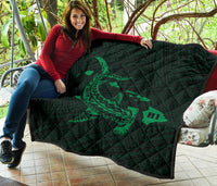 Hawaii Shark Green Polynesian Premium Quilt - Polynesian Pride