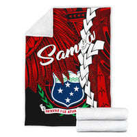 Samoa Polynesian Premium Blanket - Tribal Wave Tattoo Flag Tattoo - Polynesian Pride