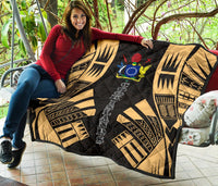 Cook Islands Premium Quilt - Cook Islands Polynesian Gold Tattoo - Polynesian Pride