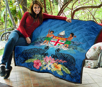 Fiji Premium Quilt - Turtle Hibiscus Tapa Patterns - Polynesian Pride