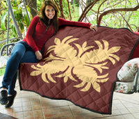 Hawaiian Premium Quilt Royal Pattern - Coral - A2 Style - Polynesian Pride