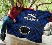 Cook Island Premium Quilt - Seal With Polynesian Tattoo Style ( Blue) - Polynesian Pride