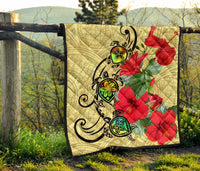 Hawaiian Marble Turtles Hibiscus Premium Quilt - Polynesian Pride