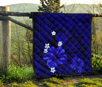 Hawaii Turtle Poly Tribal Blue Premium Quilt - Polynesian Pride