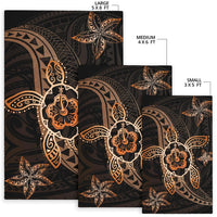 Kanaka Map Hibiscus Plumeria Turtle Art Polynesian Area Rug Orange AH - Polynesian Pride