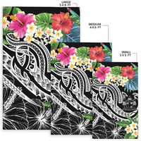 Fiji Polynesian Area Rug - Summer Plumeria (Black) - Polynesian Pride