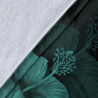 Hawaii Hibiscus Map Polynesian Ancient Turquoise Premium Blanket - Polynesian Pride