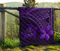 Hawaii Quilt - Hawaii Turtle Plumeria Quilt Purple - Polynesian Pride
