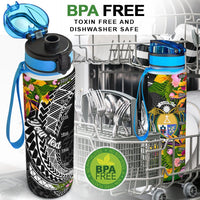 Nauru Custom Personalised Hydro Tracking Bottle - Seal Spiral Polynesian Patterns - Polynesian Pride