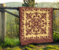 Hawaiian Premium Quilt Royal Pattern - Coral - Polynesian Pride