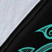 Hawaii Map Plumeria Polynesian Turquoise Premium Blanket - Polynesian Pride